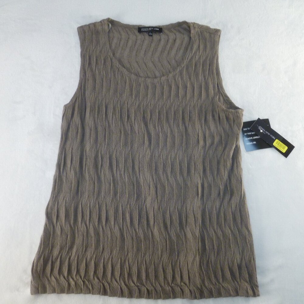 Jones New York Sleeveless Knit Top Shitake Brown L New with Tags